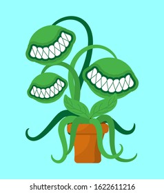 Predatory flower and teeth isolated  Flytrap vector illustration