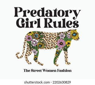 predatory leopard girl flower design