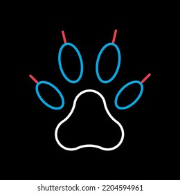 Predatory paw vector isolated on black background icon. Pet animal sign. Graph symbol for pet and veterinary web site and apps design, logo, app, UI