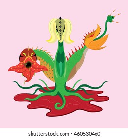Predatory plant a dragon with three heads