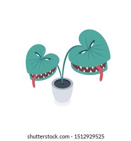 Predatory plant isometric icon  Vector illustration 