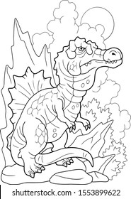 predatory prehistoric dinosaur spinosaurus coloring book funny illustration