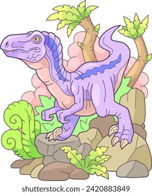 predatory prehistoric dinosaur velociraptor, illustration design