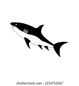 Predatory white shark fish icon | Black Vector illustration |