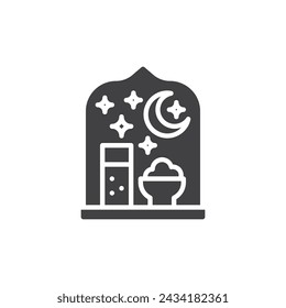 Pre-dawn meal Suhoor vector icon. filled flat sign for mobile concept and web design. Suhoor Meal glyph icon. Symbol, logo illustration. Vector graphics