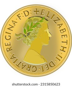Pre-decimal Coin (Penny) 1961–1970 ELIZABETH II svg