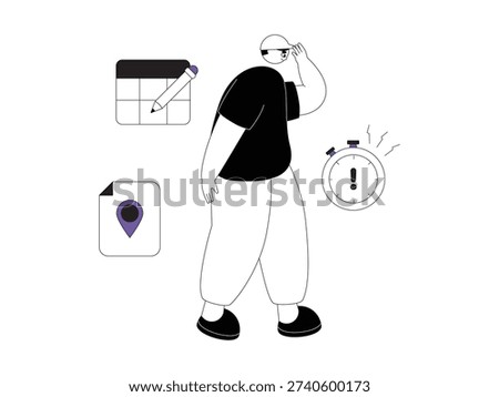 Predetermined working hours, deadline cartoon vector illustration.
