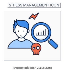 Icono de color de los factores de estrés predecibles.Situaciones de estrés controlables. Tensión esperada. Concepto de salud mental. Ilustración vectorial aislada