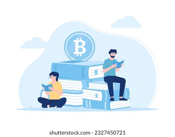 Predicting the bitcoin market trending concept flat illustration
