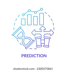 Prediction blue gradient concept icon. Model potential situations. Causal research benefit abstract idea thin line illustration. Isolated outline drawing. Myriad Pro-Bold font used