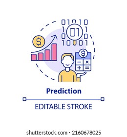 Prediction concept icon. Data mining technique abstract idea thin line illustration. Statistical method. Predictive tool. Isolated outline drawing. Editable stroke. Arial, Myriad Pro-Bold fonts used