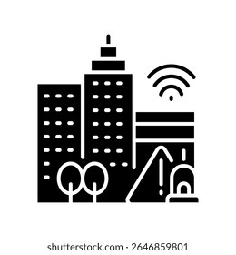 prediction emergency situations black flat icon. Vector isolated element. Editable stroke.