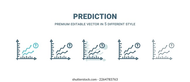 prediction icon in 5 different style. Outline, filled, two color, thin prediction icon isolated on white background. Editable vector can be used web and mobile
