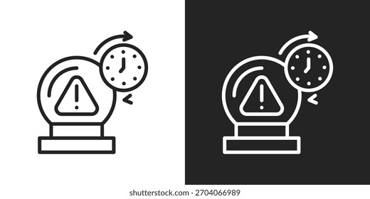 Icono De Predicción En Versión De Línea Sobre Fondo Blanco Y Negro