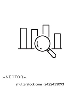 prediction market icon, forecast forecast, financial analysis, predict review, thin line symbol isolated on white background, editable stroke eps 10 vector illustration 