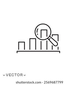 prediction market icon, predict review, forecast, financial analysis, thin line symbol concept isolated on white background, editable stroke eps 10 vector illustration