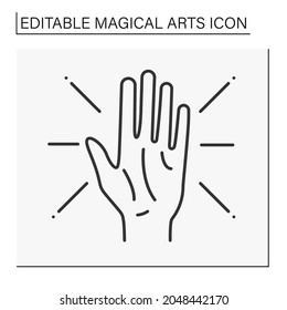  Predictions line icon. Divination, future prediction.Lines of fate on palm. Magical arts concept. Isolated vector illustration. Editable stroke