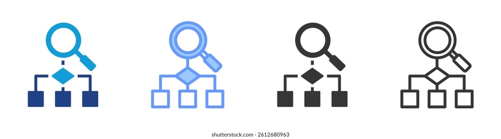 Predictive Algorithm icon set multiple style collection