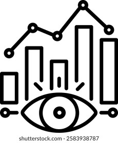 Predictive algorithms icon with editable contours, featuring data flow lines and a dynamic graph, representing forecasting and intelligent analysis.