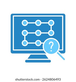 Predictive Analyse zweifarbige Farbe, Mini-Illustration-Symbol. Nutzung für modernes Konzept, Print, UI, UX-Kit, Web- und App-Entwicklung. Vektor EPS 10, im Zusammenhang mit künstlicher Intelligenz, Technologie Thema
