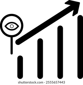 Predictive Analysis Icon WIth Eye and Arrow in Black