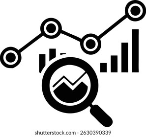 Predictive analysis icon silhouette design representing data processing and visualization