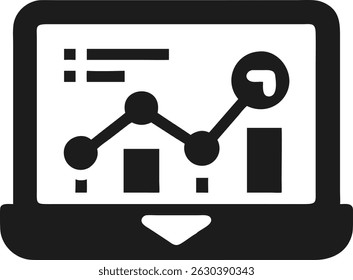 Predictive analysis icon silhouette on white background representing data analytics