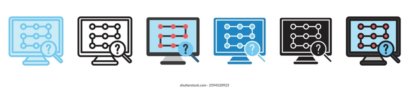 Predictive Analysis multi style icon set. use for modern concept, print, UI, UX kit, web and app development. Vector EPS 10, related to artificial intelligence, technology theme.