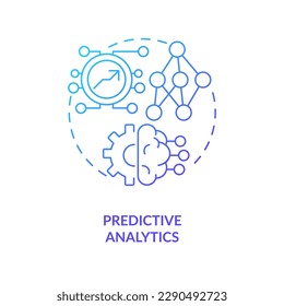 Predictive analytics blue gradient concept icon. AI technology benefit. Data science in marketing abstract idea thin line illustration. Isolated outline drawing. Myriad Pro-Bold font used