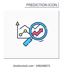 Predictive analytics color icon. Future forecasts events. Statistics. Careful research. Business predicting concept.Isolated vector illustration