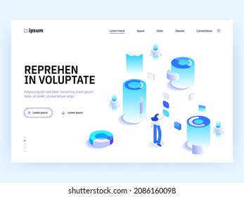 Predictive analytics Conceptual template with analysts comparing graphs Business data analysis team Financial forecast Statistical market research Isometric vector illustration for website banner