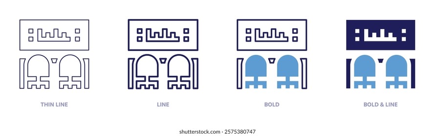 Predictive analytics icon in 4 different styles. Thin Line, Line, Bold, and Bold Line. Duotone style. Editable stroke.