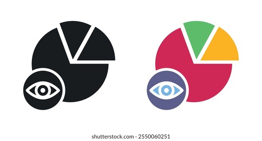 Ícone de análise preditiva definido na versão em preto e colorido