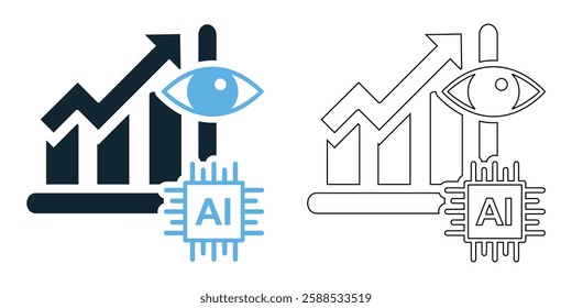 predictive analytics icon vector with a modern and tech inspired design. Perfect for AI, big data, forecasting, machine learning, business intelligence, statistics, and data-driven insights.