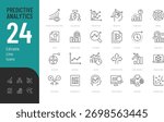 Predictive Analytics Line Editable Icons set. Vector illustration in modern thin style of business related icons: forecast, algorithm, trends, and more. Isolated on transparent background.