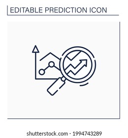 Icono de línea de análisis predictivo. El futuro pronostica los acontecimientos. Estadísticas. Investigación cuidadosa. Concepto de predicción de negocio.Isolación de la ilustración vectorial.Accionamiento editable