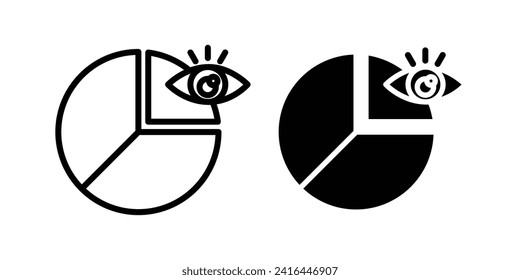 Predictive Analytics Line Icon. Pie chart vision icon in black and white color.