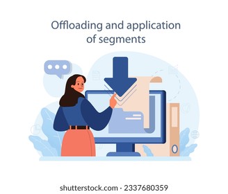 Predictive analytics. Process of using and processing data to forecast future outcome. Business ideas or decisions development. Offloading and application of segments. Flat vector illustration