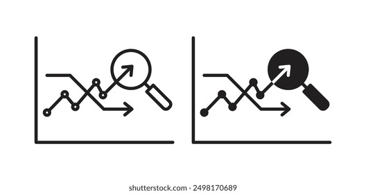 Predictive Analytics vector icon set in black color.