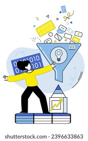 Predictive analytics vector illustration. Finance and economy benefit from use predictive analytics to forecast market conditions and plan investments The predictive analytics concept emphasizes