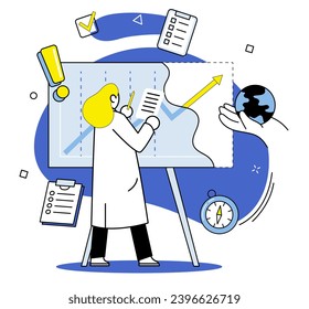 Predictive analytics vector illustration. Predictive analytics plays crucial role in analyzing financial data and predicting market movements The prediction future outcomes is key objective predictive