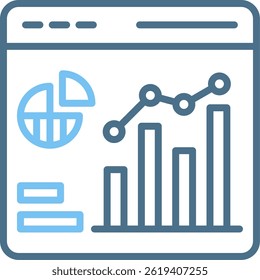 Ícone de Duas Cores da Linha do Gráfico de Previsão
