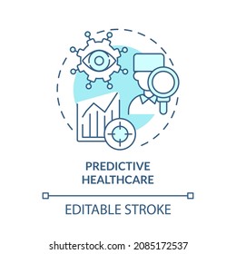 Predictive healthcare blue concept icon. Prevention of future health problem by digital analyze abstract idea thin line illustration. Vector isolated outline color drawing. Editable stroke