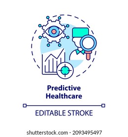 Predictive healthcare concept icon. Prevention of future health problem by digital analyze abstract idea thin line illustration. Vector isolated outline color drawing. Editable stroke