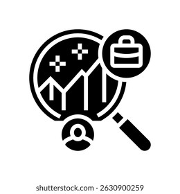 predictive hiring algorithms head hunting glyph icon vector. predictive hiring algorithms head hunting sign. isolated symbol illustration
