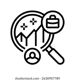 predictive hiring algorithms head hunting line icon vector. predictive hiring algorithms head hunting sign. isolated contour symbol black illustration