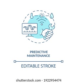 Predictive maintenance concept icon. Industry 4.0 trend idea thin line illustration. Detecting anomalies in operation and possible defects. Vector isolated outline RGB color drawing. Editable stroke