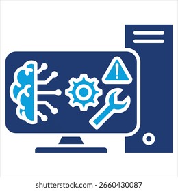 Mantenimiento predictivo Flat Blue Icon Ilustración vectorial