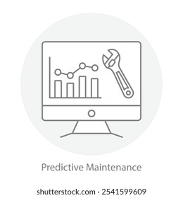 Predictive Maintenance Icon – Wrench with Analytics Graph, Representing Proactive Equipment Management.