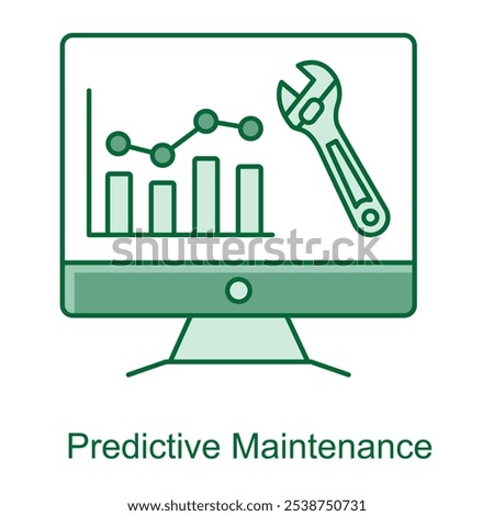 Predictive Maintenance Icon – Wrench with Analytics Graph, Representing Proactive Equipment Management.